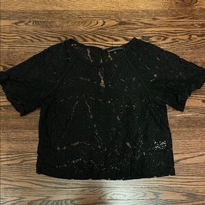 Seven sisters women’s black lace Blouse size small. Short sleeve.
